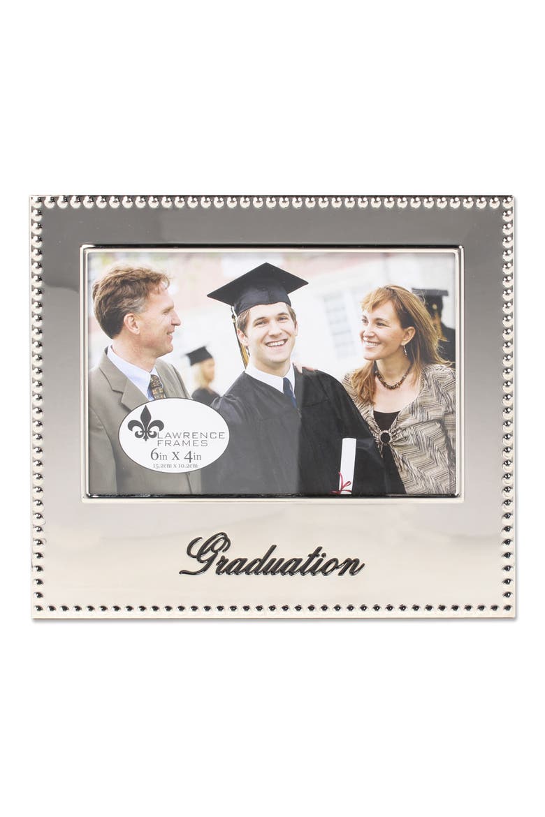 Beaded Graduation 4x6 Frame, Main, color, SILVER