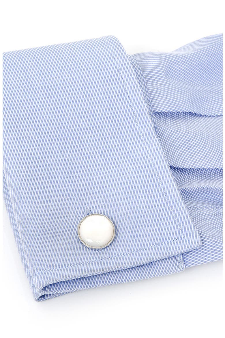 Mother of Pearl Cuff Links, Alternate, color, WHITE