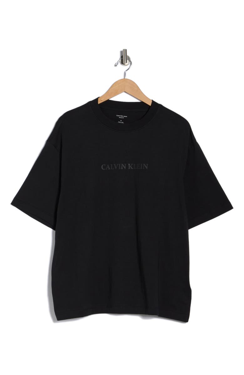 Calvin Klein Relaxed Fit Serif Graphic T-Shirt, Main, color, Black