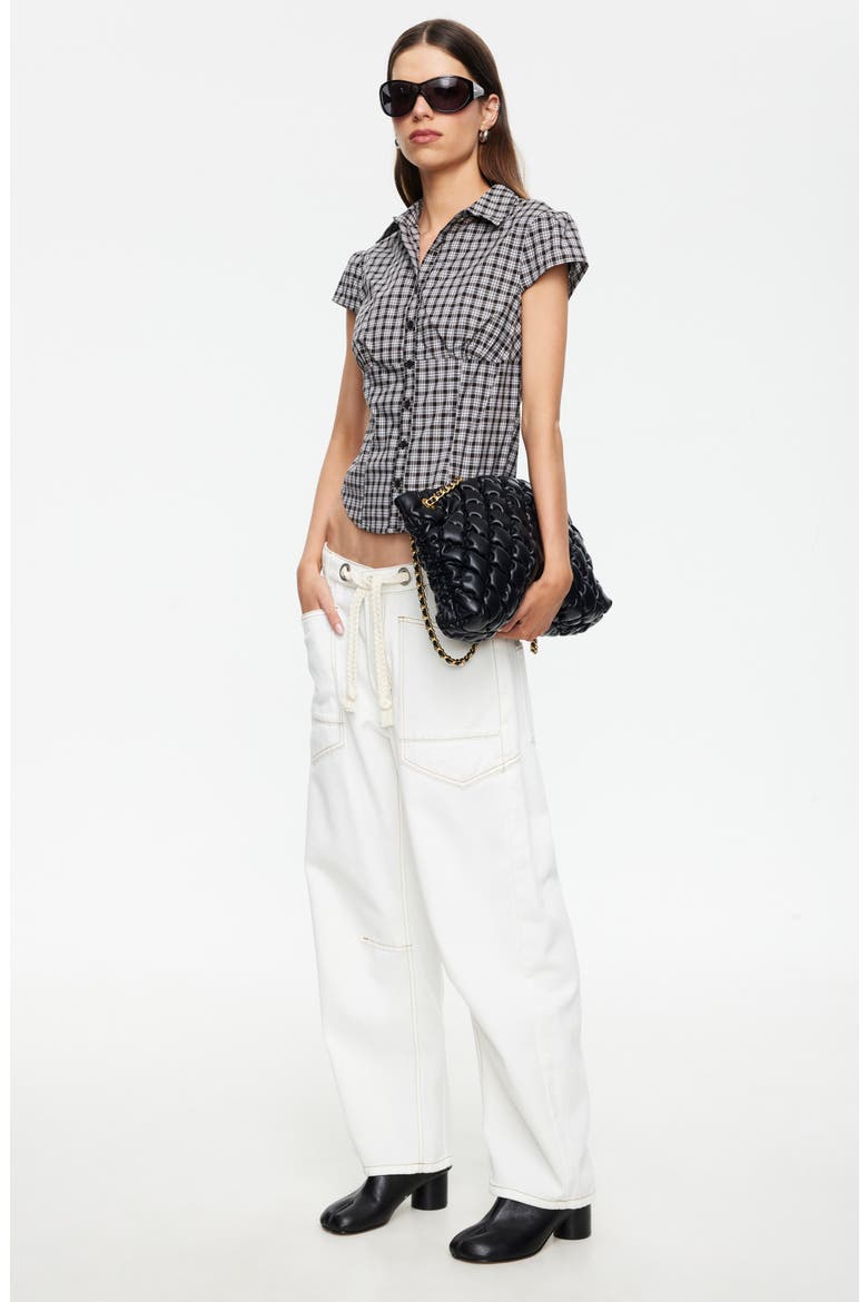 Mon Cheri Plaid Crop Shirt, Alternate, color, NOIR PLAID