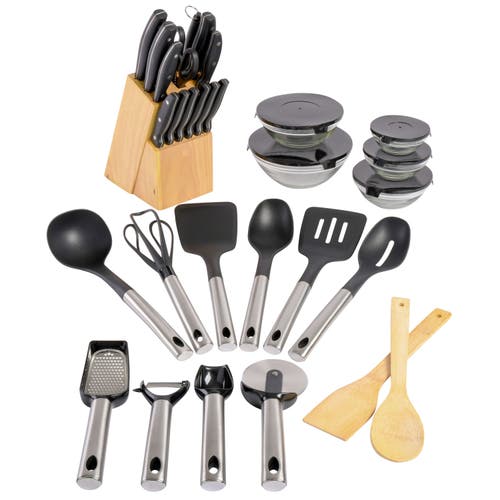 Gibson Home 95-piece Complete Kitchen Set With Cookware, Dinnerware, Flatware & Tools In Black