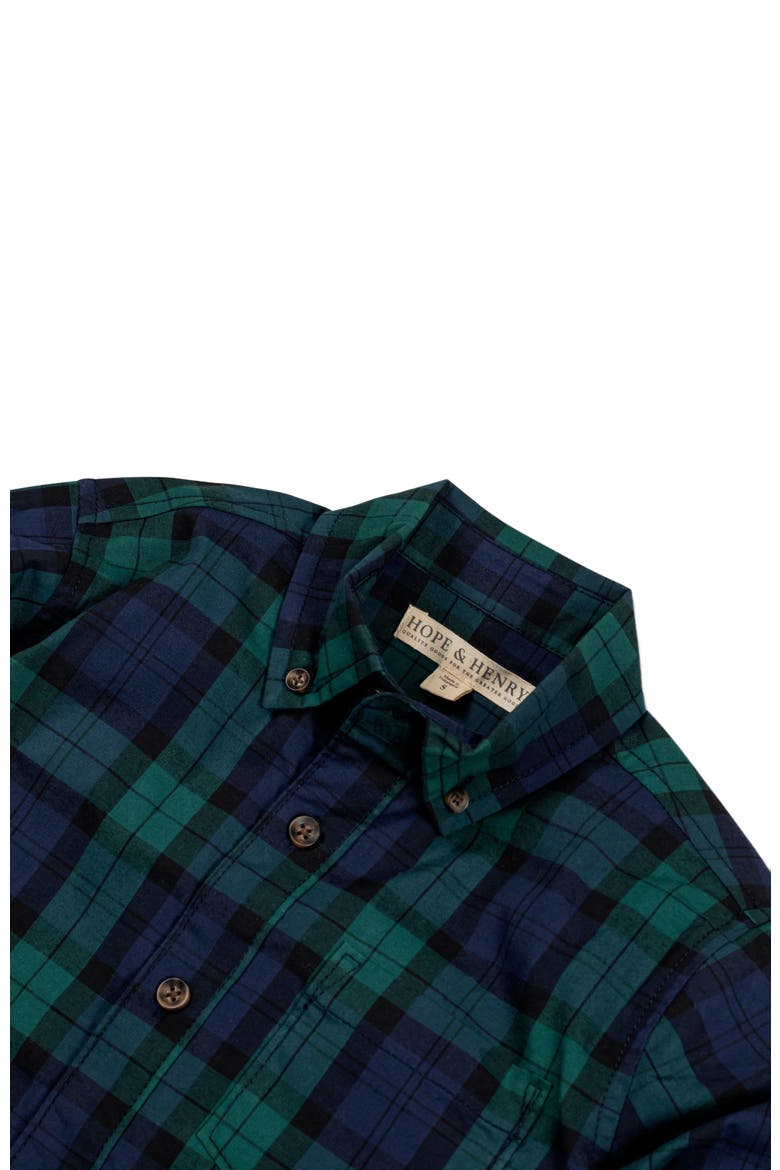 Boys' Organic Stretch Poplin Shirt, Kids, Alternate, color, Black Watch Tartan