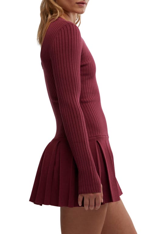 Free People Emmy Long Sleeve Minidress In Aged Red