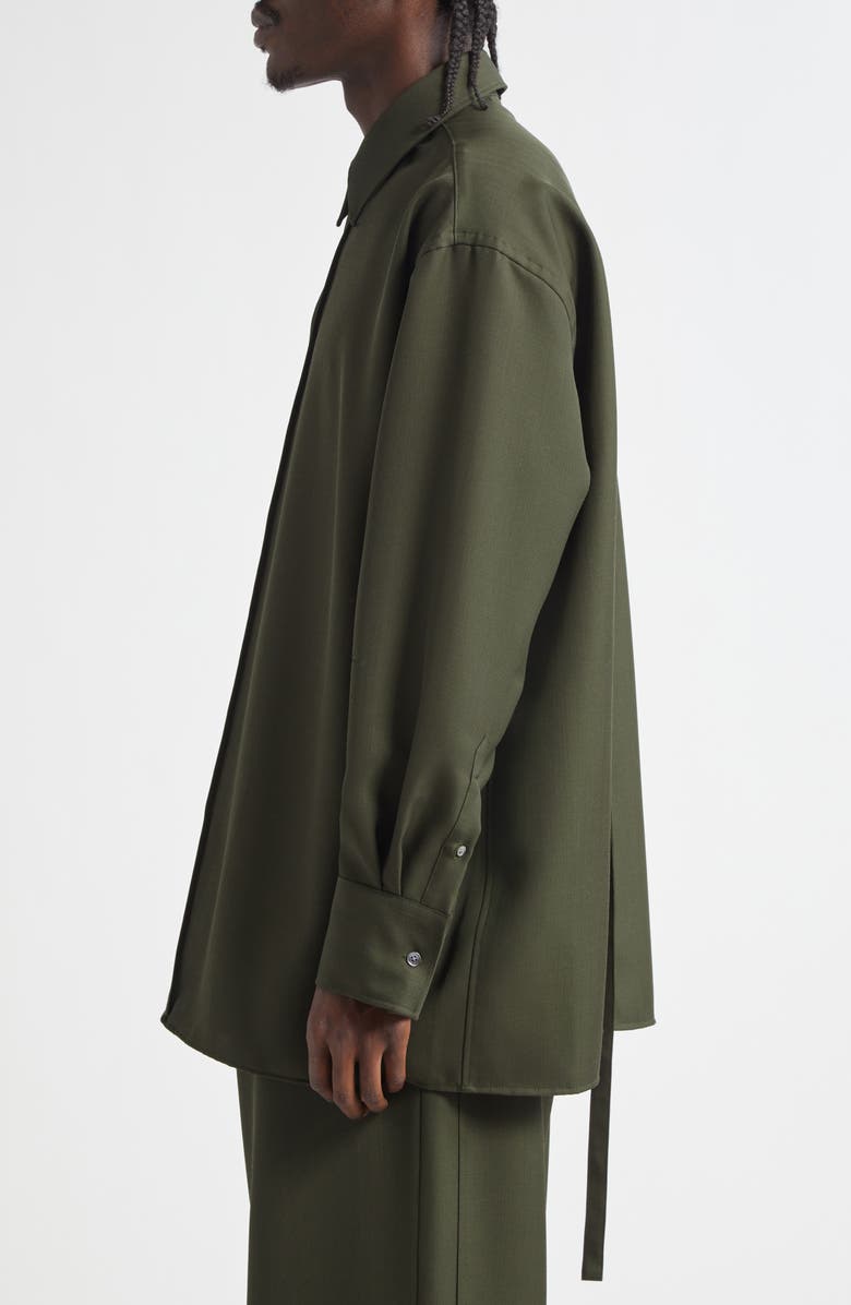 AMI PARIS Oversize Back Slit Wool Canvas Button-Up Shirt, Alternate, color, 