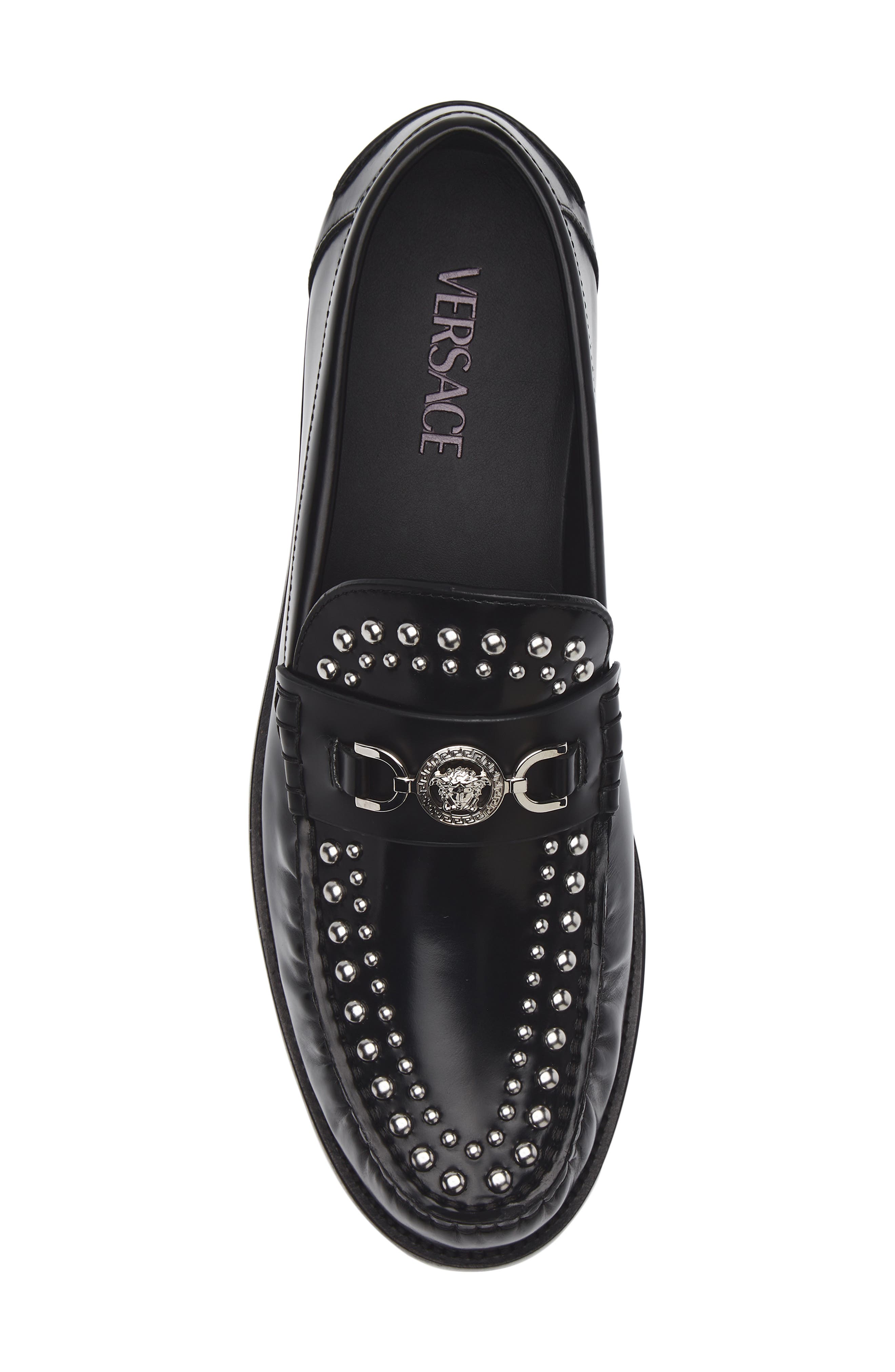 Versace Medusa '95 Studded Loafer, Alternate, color, Black-Palladium