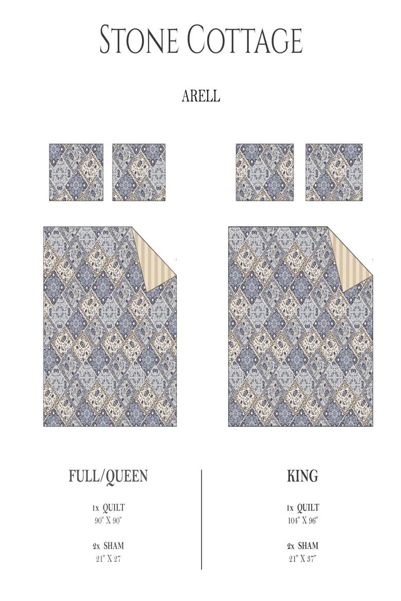 Arell Reversible Quilt & Sham Set, Alternate, color, BLUE