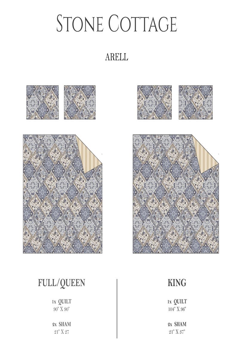 STONE COTTAGE Arell Reversible Quilt & Sham Set, Alternate, color, Blue
