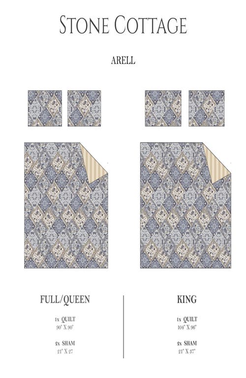 Stone Cottage Arell Reversible Quilt & Sham Set In Blue