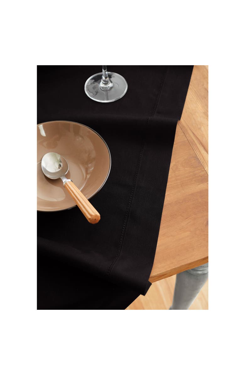 Solino Home Cotton Linen Hemstitch Table Throw, 52" x 52", 52" x 52", Alternate, color, Black