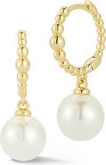 GLAZE JEWELRY Cultured Pearl Drop Huggie Hoop Earrings