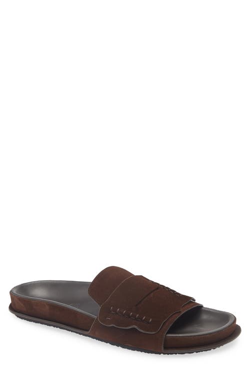 Jacquemus Diamond Cut Suede Slides With Flat Sole In Brown