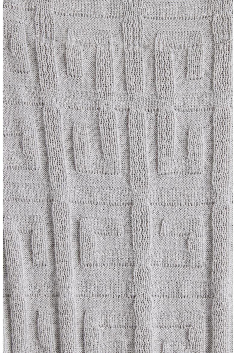 Logo Jacquard Short Sleeve Cotton Sweater, Alternate, color, PEARL GREY