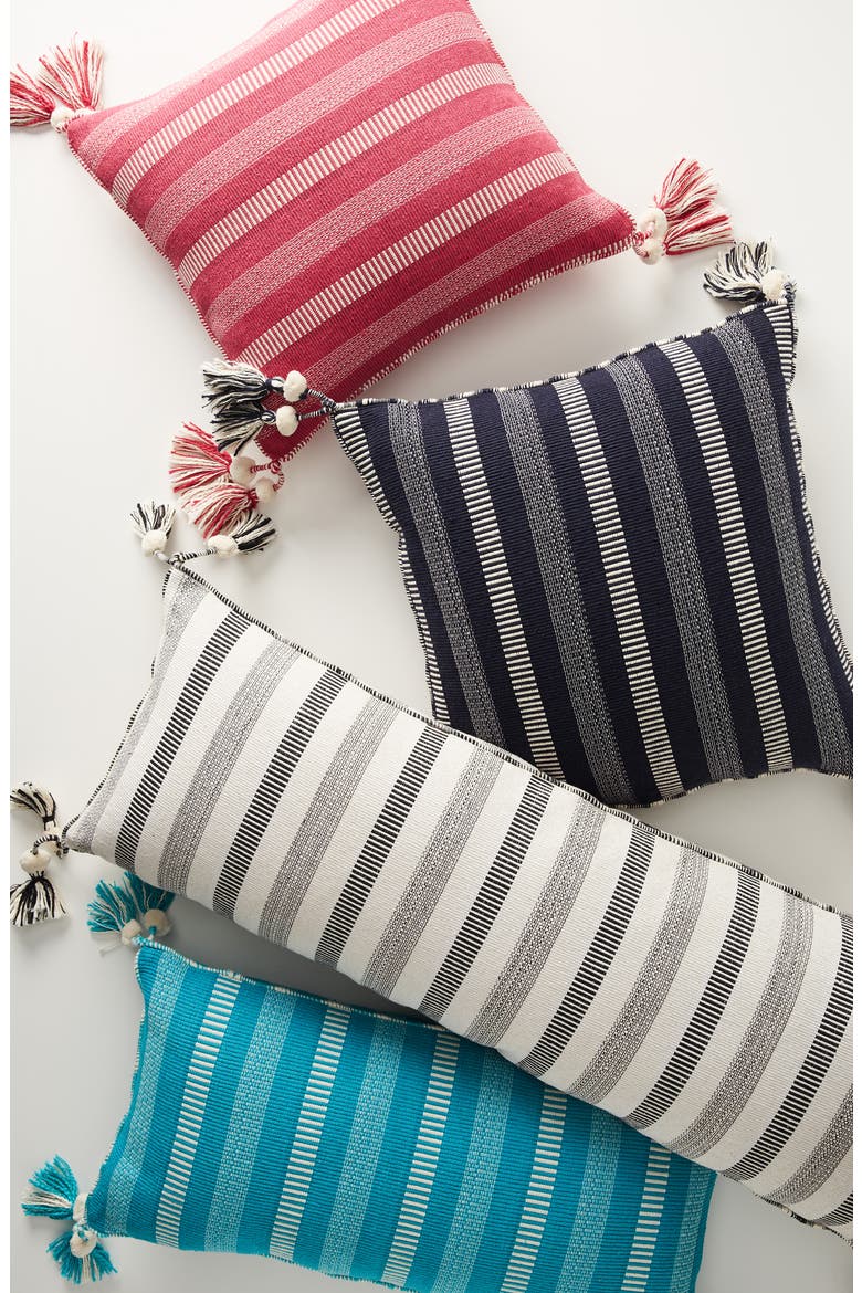 Anthropologie Ramona Stripe Tassel Accent Pillow, Alternate, color, PINK