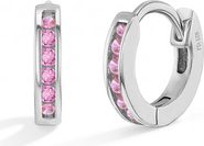 In Season Jewelry Small Channel Pink CZ Hoop Earrings