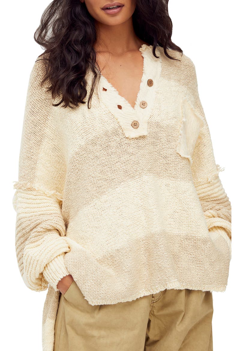 Road Trip Stripe Henley Sweater, Main, color, PEBBLE COMBO