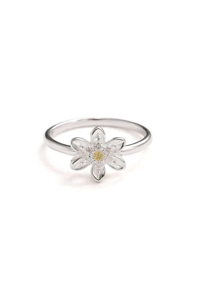 Cubic Zirconia Daisy Ring, Main, color, SILVER PLATED