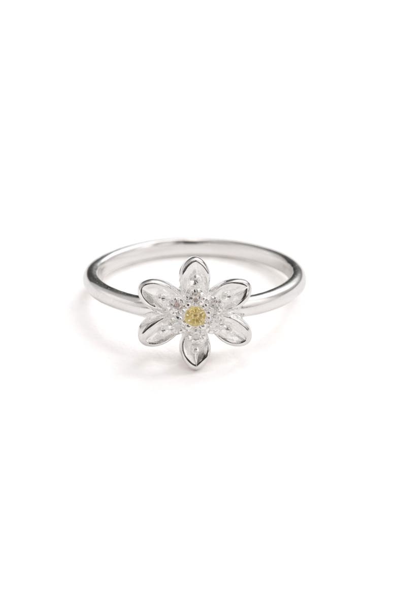 BEST SILVER Cubic Zirconia Daisy Ring, Main, color, 