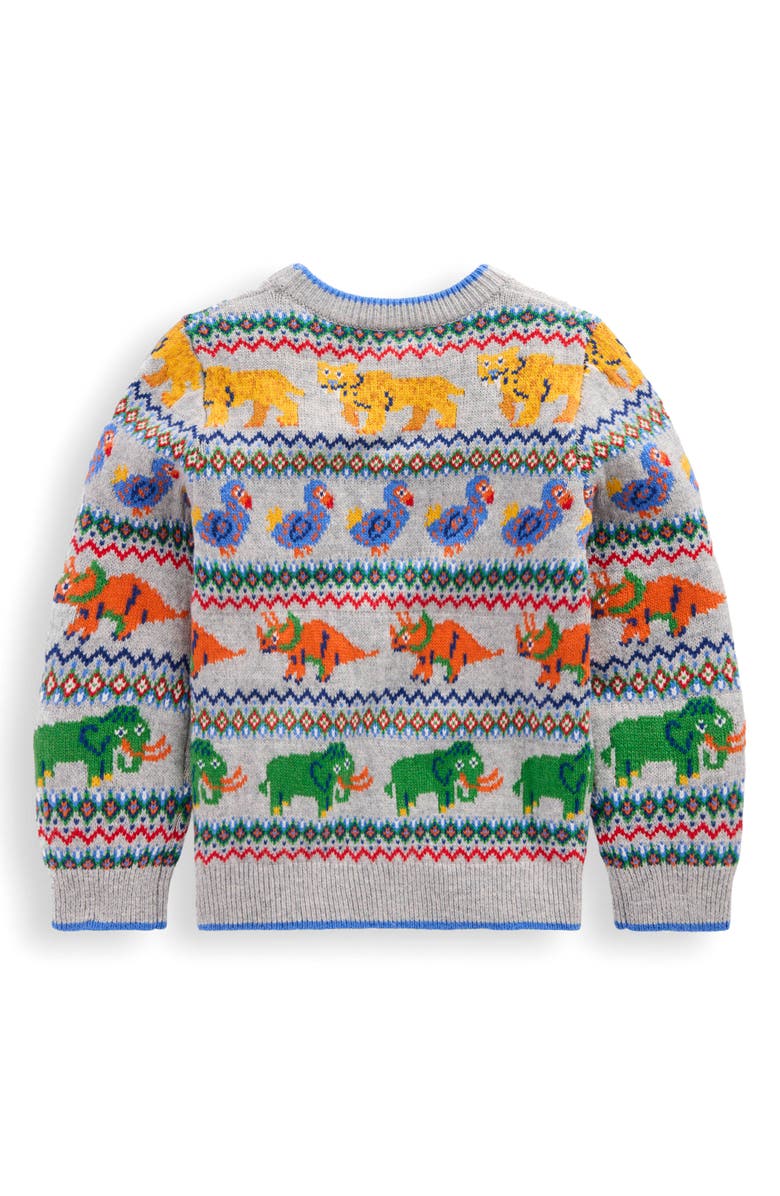 Mini Boden Kids' Prehistoric Pals Fair Isle Crewneck Sweater, Alternate, color,