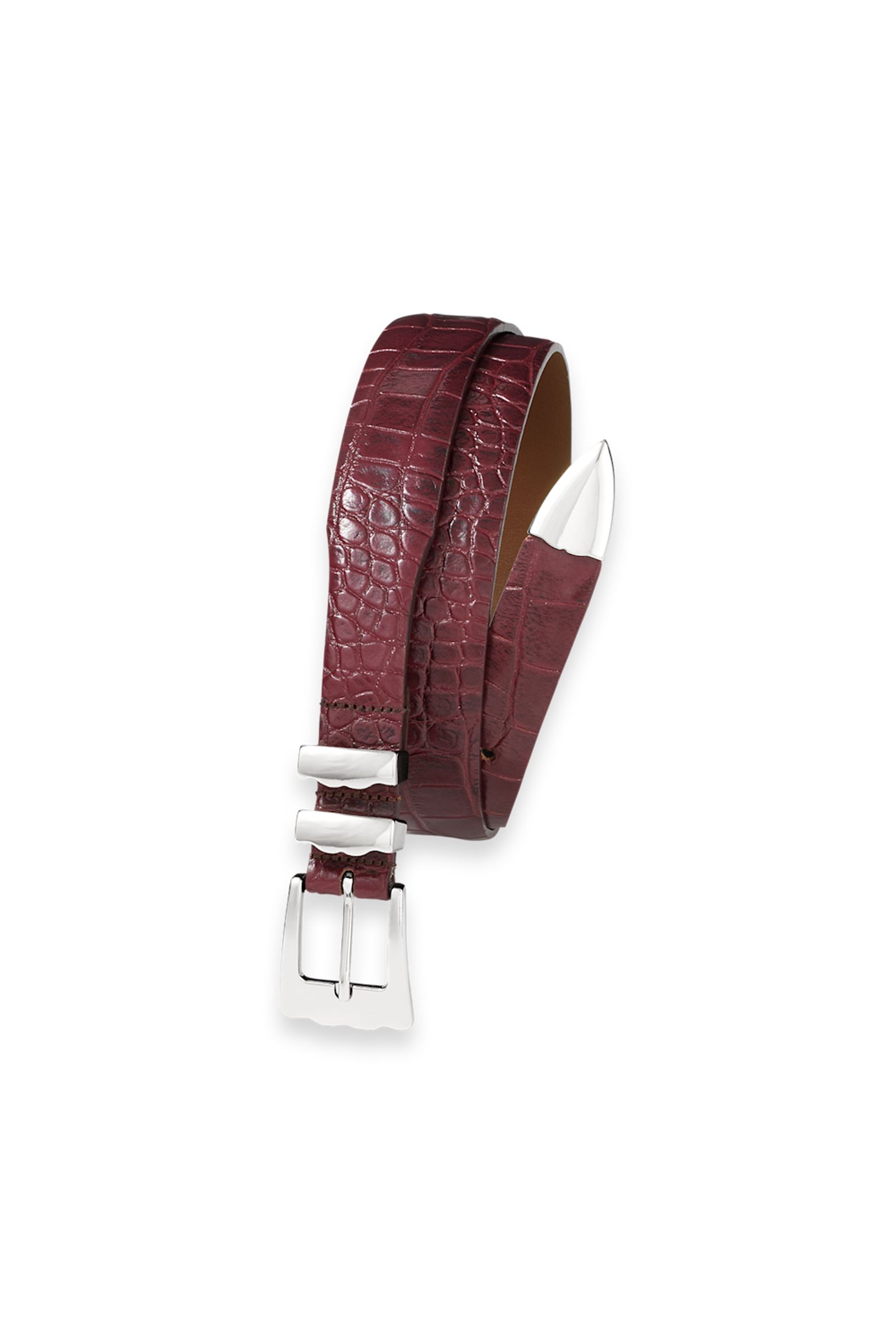 Crocodile Color Code Paul Fredrick Crocodile Embossed With Metal Keeper & Tip Belt (Men ...