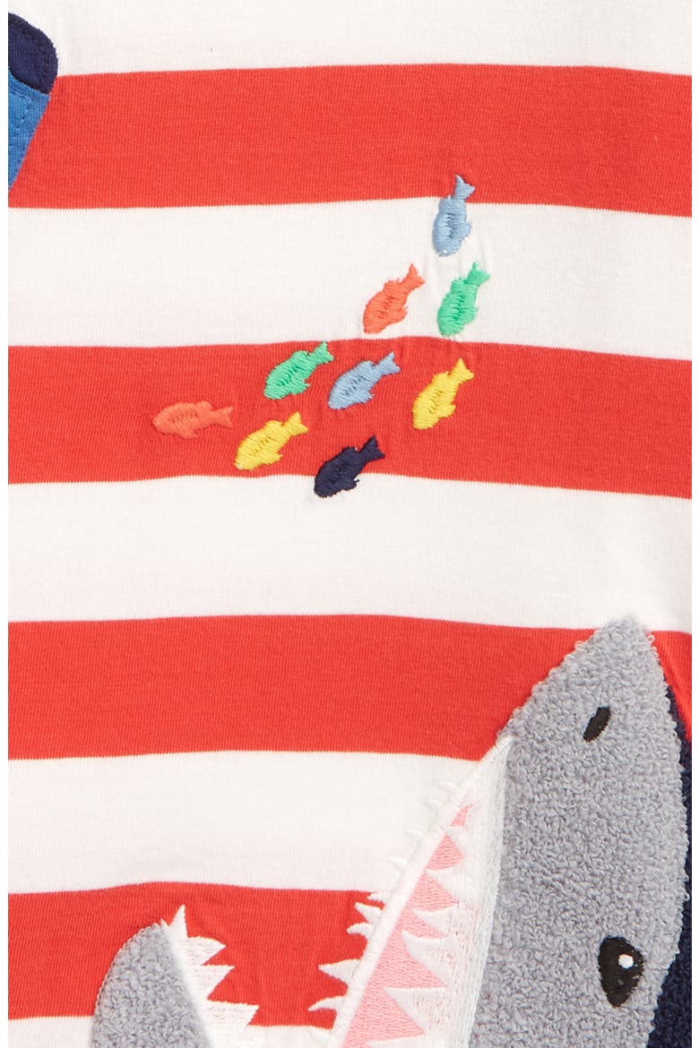 Kids' Sea Animals Appliqué Stripe T-Shirt, Alternate, color, STRAWBERRY TART RED SHARKS