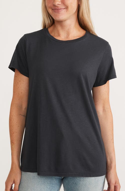 Marine Layer Saddle Hem Crewneck T-shirt In Faded Black