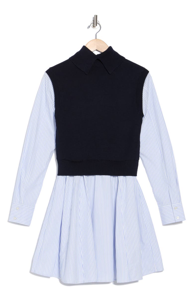 Derek Lam 10 Crosby Cressida Mixed Media Twofer Shirtdress, Alternate, color,