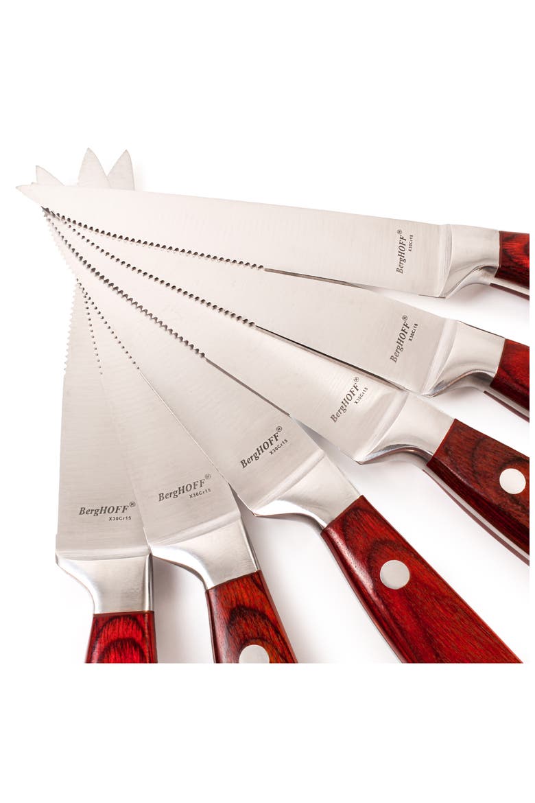 Pakkas 12-Piece Stainless Steel Steak Knives, Alternate, color, BROWN