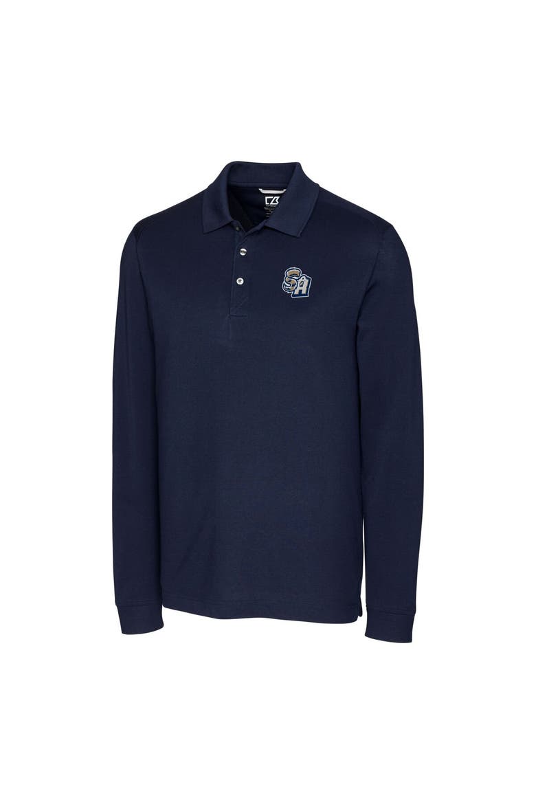 Men's Cutter & Buck  Navy San Antonio Missions Advantage Tri-Blend Pique Big & Tall Long Sleeve Polo, Alternate, color, Navy