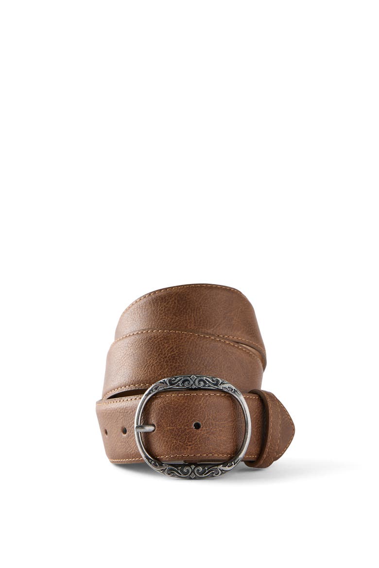 Men's Oval Buckle Belt, Alternate, color, Brown Burnished Silver
