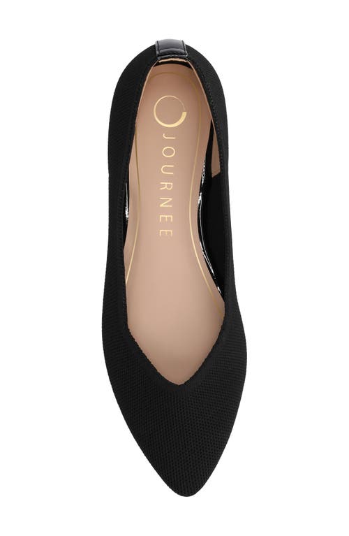 Journee Collection Minnah Knit Almond Toe Flat In Black