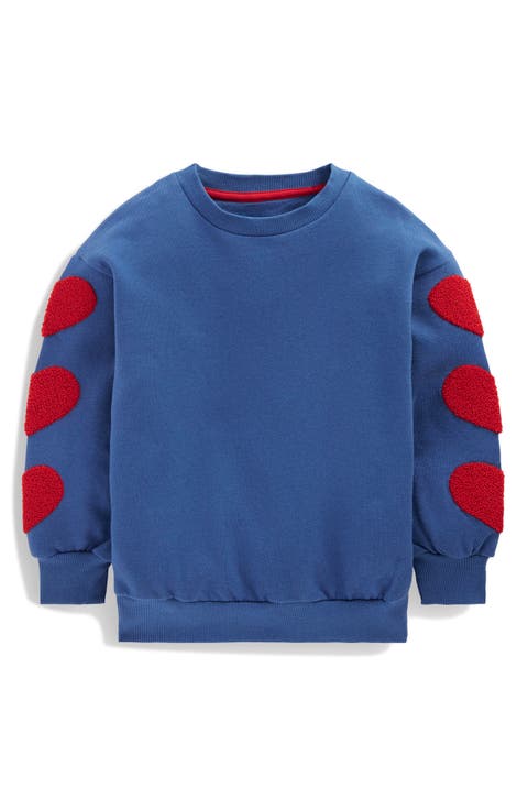 Kids' Bouclé Hearts Cotton Sweatshirt (Toddler, Little Kid & Big Kid)