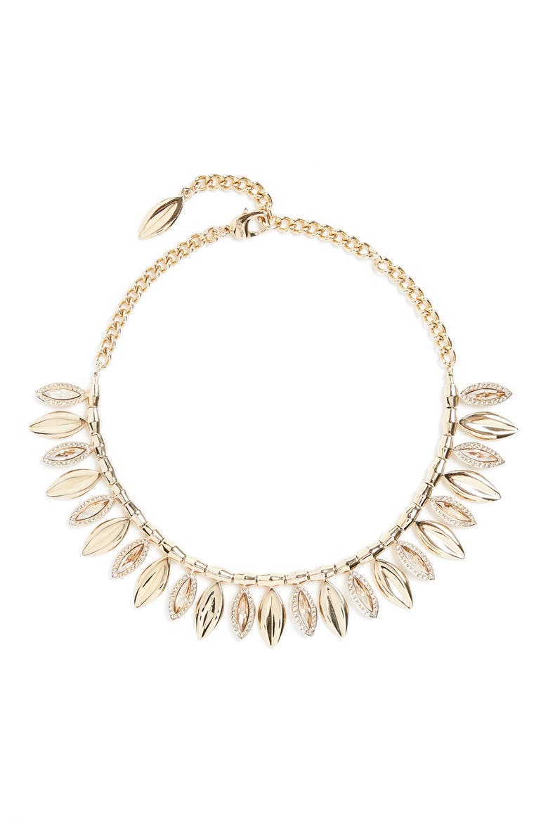 Swarovski Crystal Leaf Collar Necklace, Main, color, L G/CRYS GLD SH/CRYS SLV SHADE