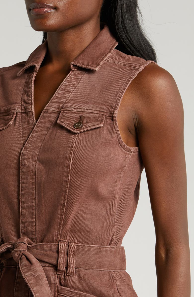 PAIGE Kelsee Sleeveless Denim Shirtdress, Alternate, color, Vtg Brunet