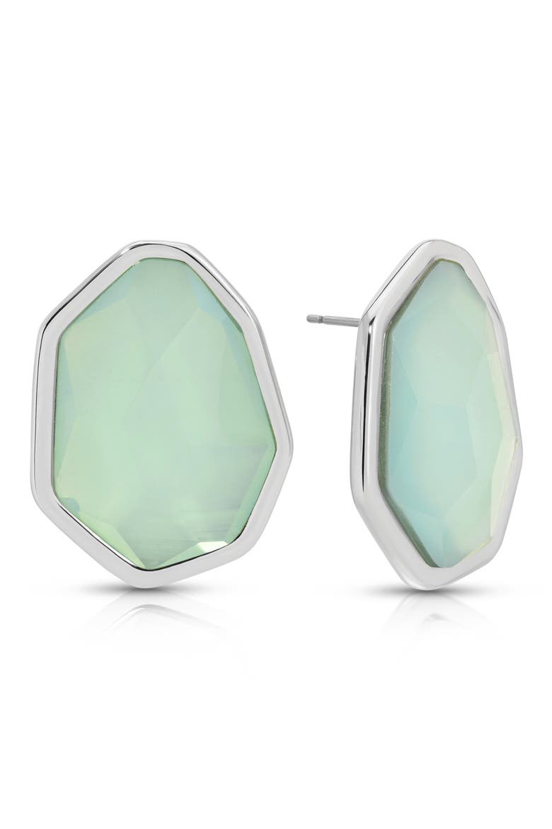 Seastone Stud Earrings, Main, color, SEAFOAM WITH SILVER