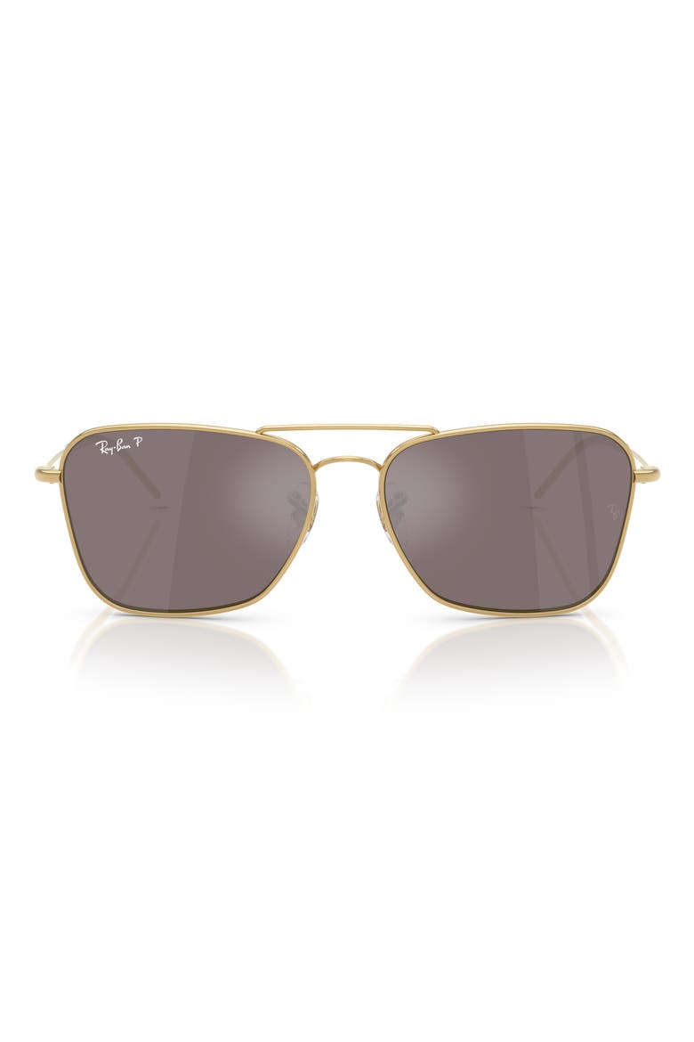 Caravan Reverse 58mm Polarized Square Aviator Sunglasses, Main, color, PINK GOLD