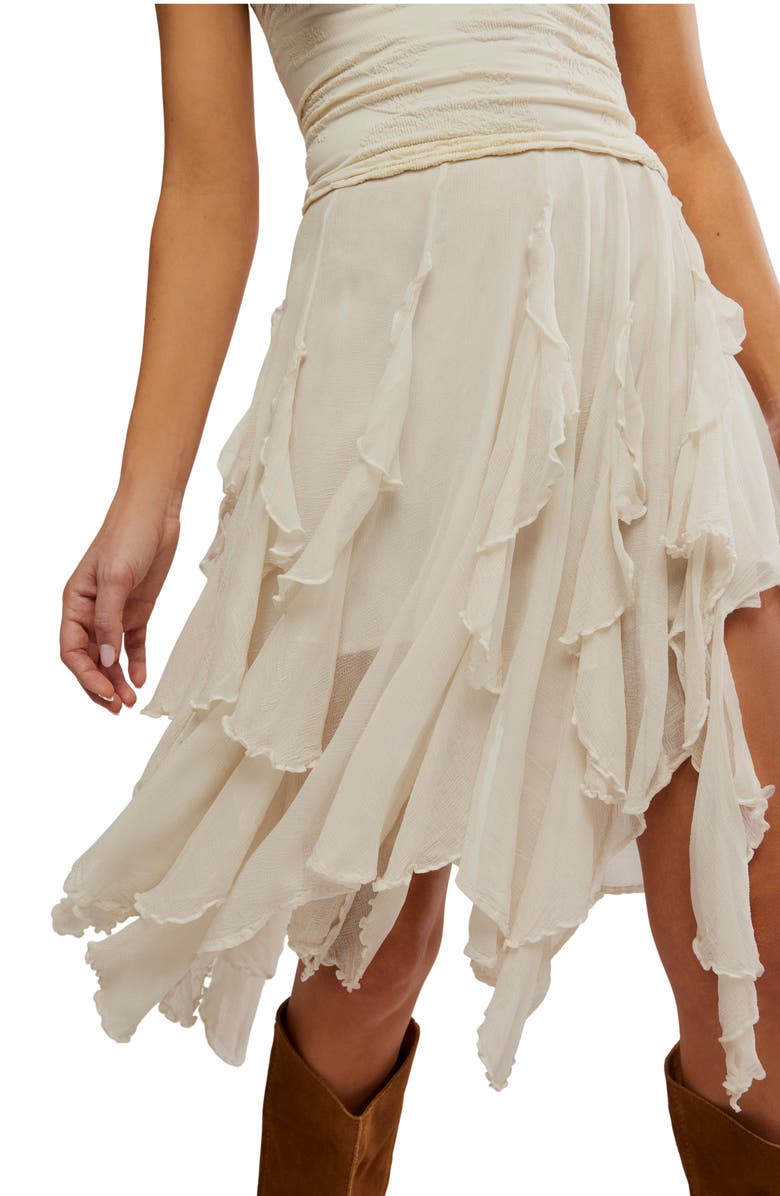 Free People Susanna Ruffle Handkerchief Hem Midi Skirt, Alternate, color, White Alyssum