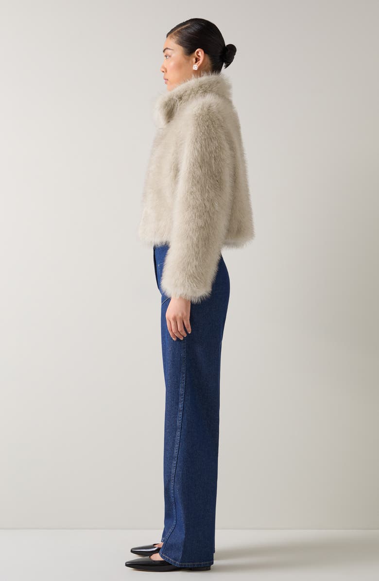 LK Bennett Noah Faux Fur Coat, Alternate, color, Birch