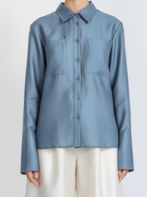 Alas Silk-wool Blend Fitted Shirt In Blue