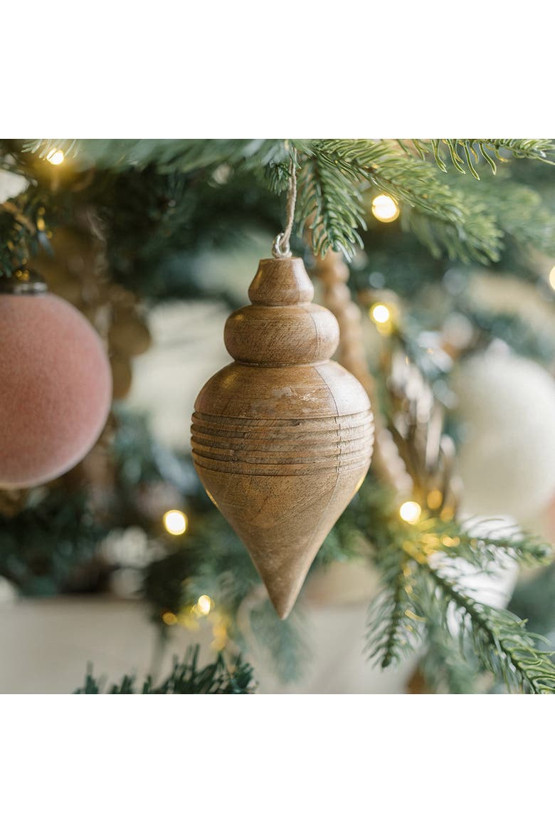5" Wooden Finial Christmas Ornaments, Alternate, color, Brass
