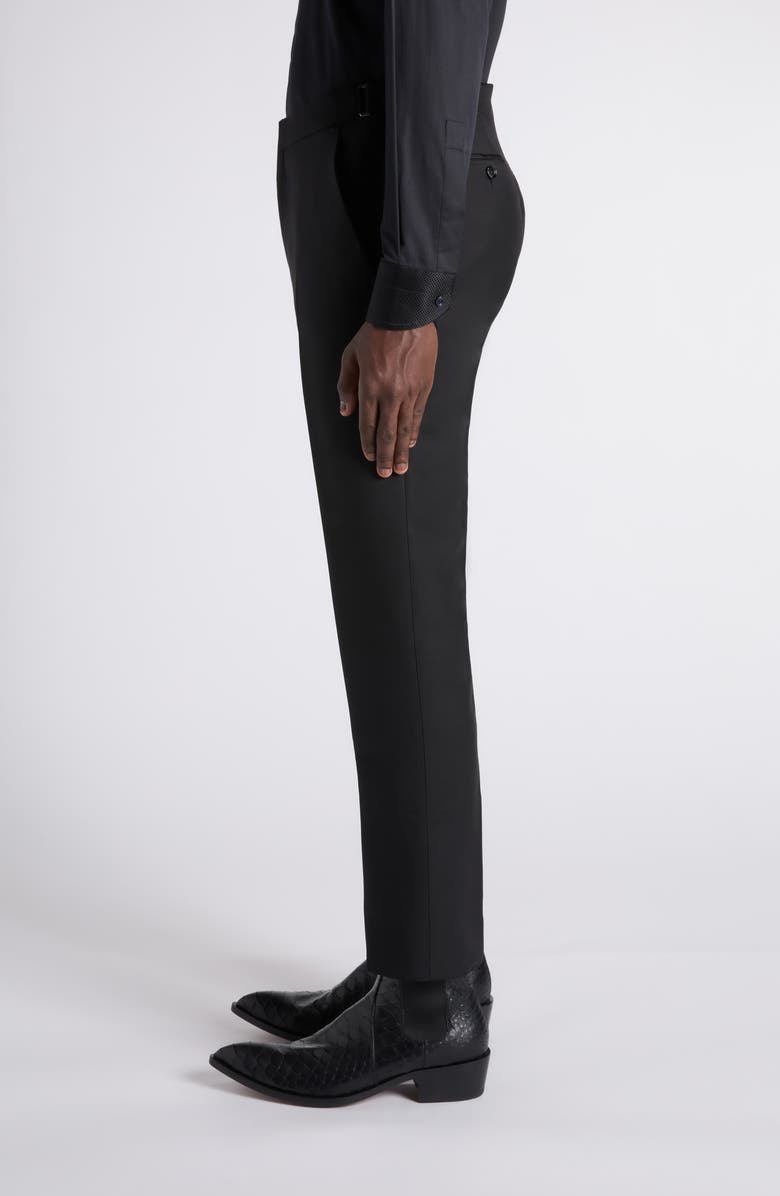 TOM FORD Flat Front Fine Wool & Silk Barathea Dress Pants, Alternate, color, Naa Black