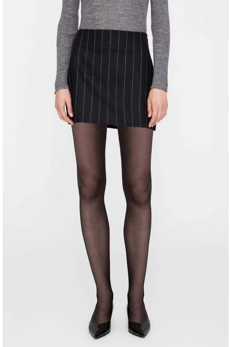 Tierra Pinstripe Wool Blend Miniskirt, Main, color, DARK GREY PINSTRIPE