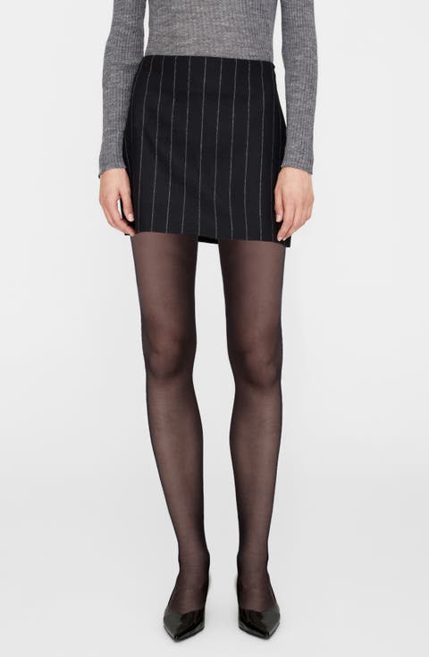 Tierra Pinstripe Wool Blend Miniskirt
