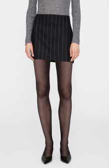 Tierra Pinstripe Wool Blend Miniskirt