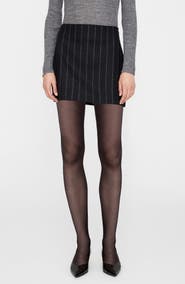 ANINE BING Tierra Pinstripe Wool Blend Miniskirt