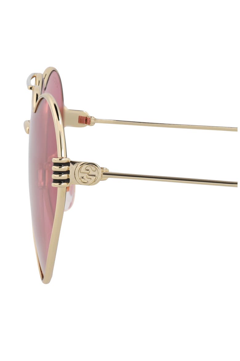 62mm Heart Aviator Sunglasses, Alternate, color, GOLD GOLD RED