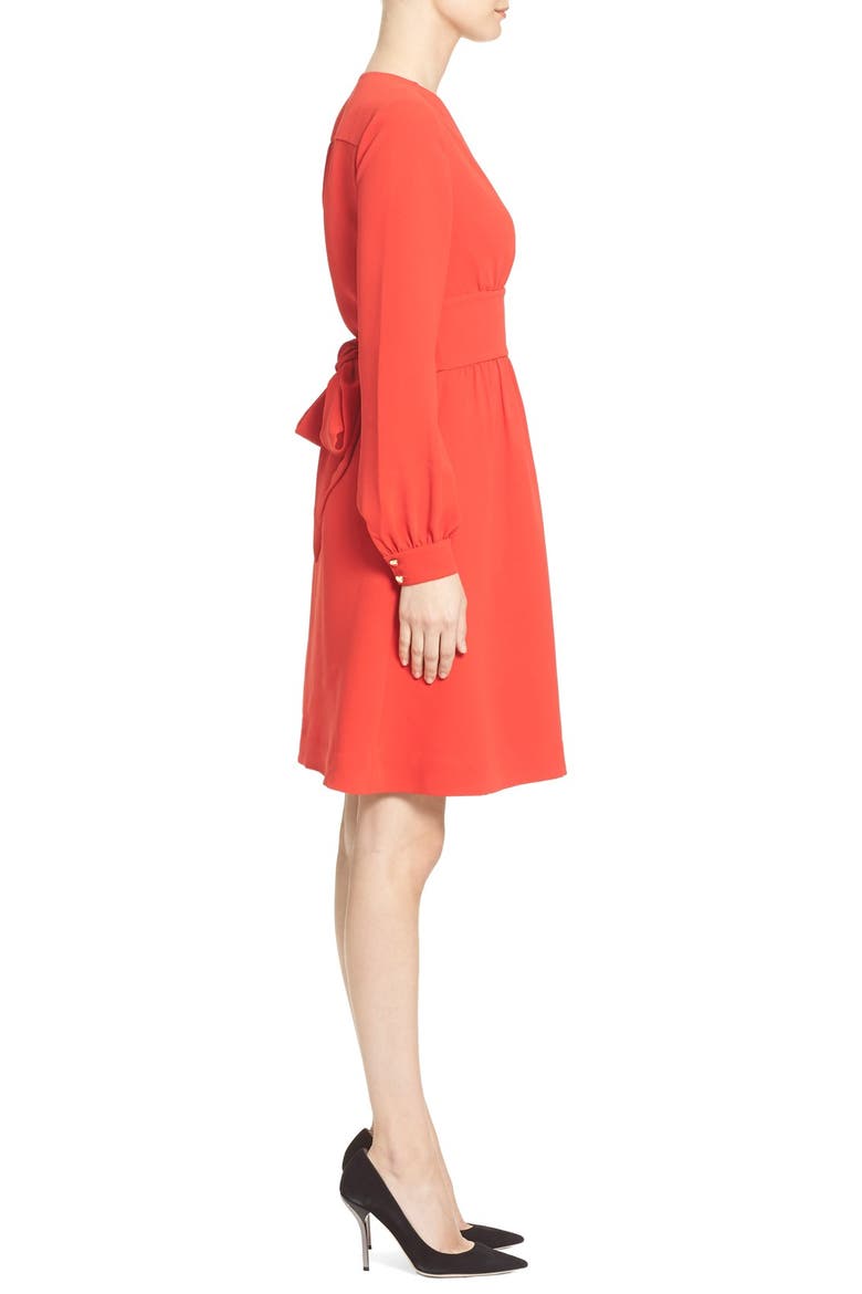 long sleeve tie dress, Alternate, color, LOLLIPOP RED