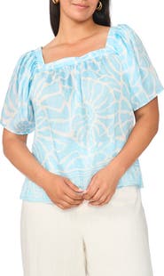 Vince Camuto Floral Short Sleeve Tiered Top