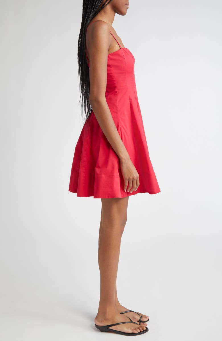 STAUD Wylie Pleated Stretch Cotton Mini Sundress, Alternate, color, Cherry