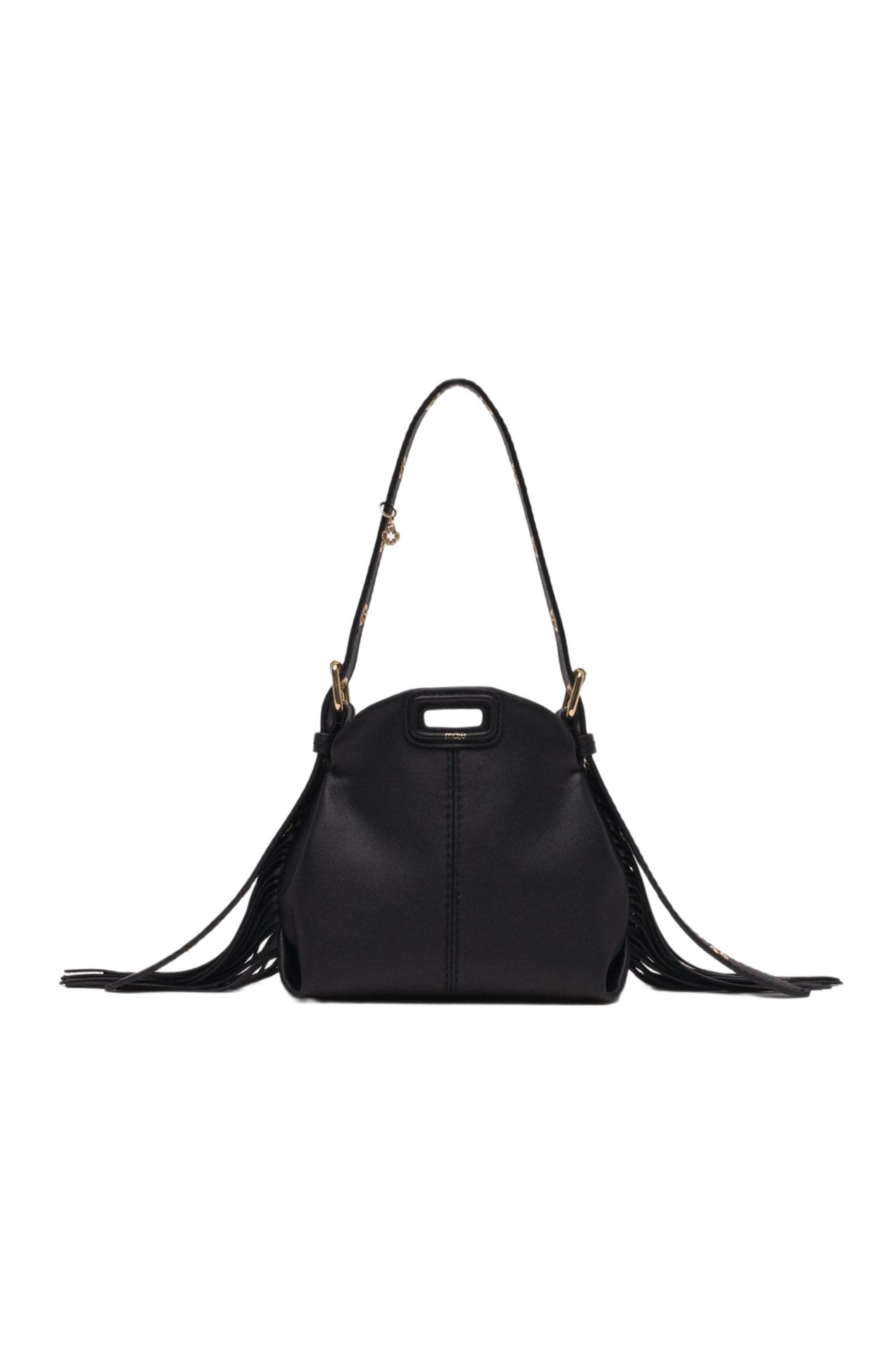 maje Miss M micro leather bag, Main, color, Black