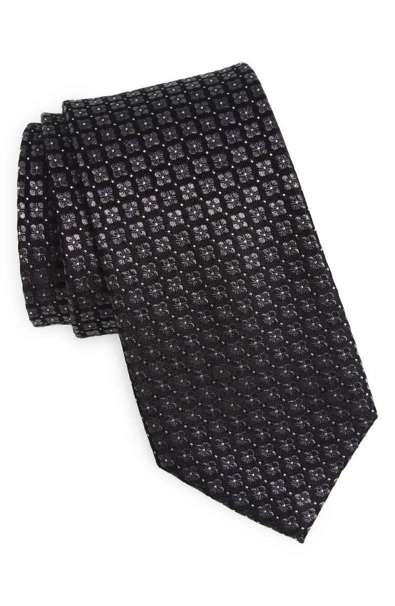 Duchamp Geometric Print Silk Tie, Main, color, Black